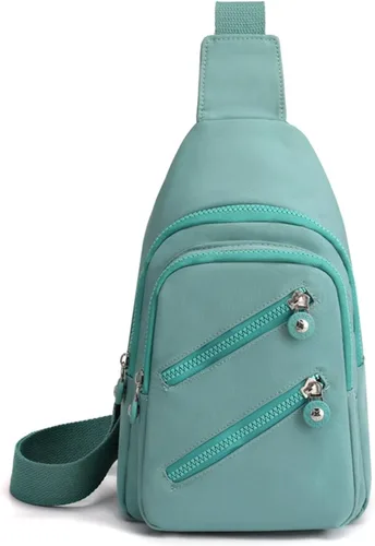 Miniatura 13 de FANDARE Elegante bolso bandolera para mujer para mujer, bolsa de pecho cruzada con agujero para auriculares, Negro, Grande
