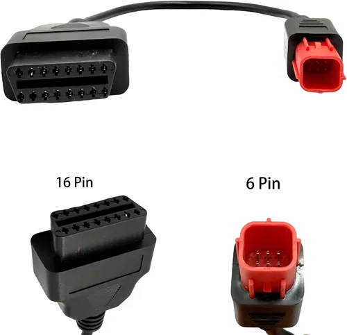 Miniatura 3 de Cable adaptador OBD2 de 6 pines a 16 pines, Euro5 6 pines conector motocicleta OBD2 cable de diagnóstico compatible con Kawasaki Yamaha Suzuki