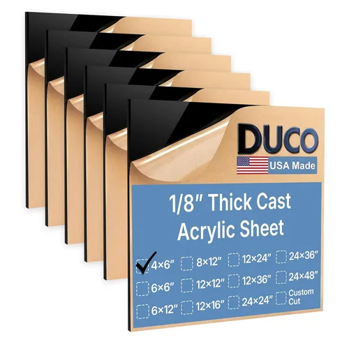 Miniatura 79 de Duco - Hoja de acrílico fundido transparente hecha en Estados Unidos, 1/8 de pulgada de grosor, 12 x 12 pulgadas, 1 paquete de láminas de plexiglás