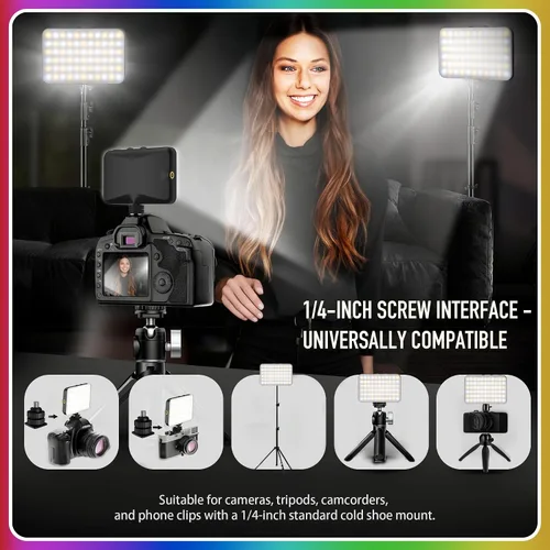 Miniatura 8 de 91 LED cargador portátil selfie luz videoconferencia iluminación with Clip & Camera Tripod Adapter, Rechargeable 2000mAh, CRI 96+, 4 Light Modes