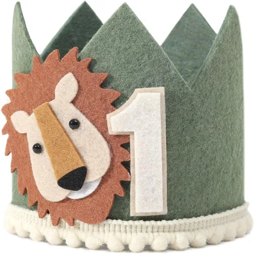 Wild One - Corona de cumpleaños – Decoraciones de fiesta de bosque, traje de primer cumpleaños para niño/niña, accesorio de fotos para baby shower