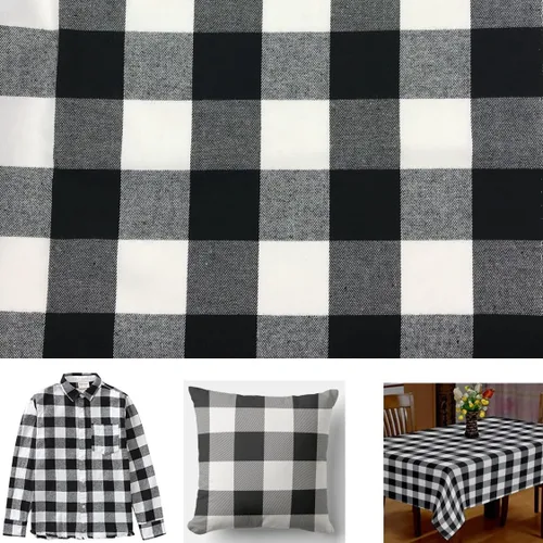 Tela a cuadros de búfalo blanco y negro de 2 pulgadas, 4.5 oz/yd², mezcla de algodón, 57 pulgadas de ancho (1 yarda precortada)