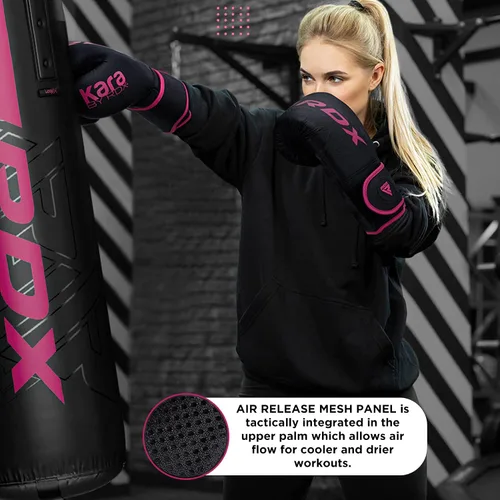 Miniatura 4 de Guantes de boxeo RDX para mujeres, para entrenamiento profesional y sparring, de cuero Maya, para Muay Thai, artes marciales mixtas, kickboxing