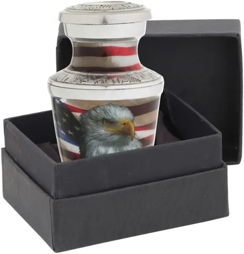 Miniatura 11 de Urnas pequeñas para cenizas humanas para adultos, hombres o mujeres, juego de 4, mini urnas decorativas de bandera estadounidense para veteranos