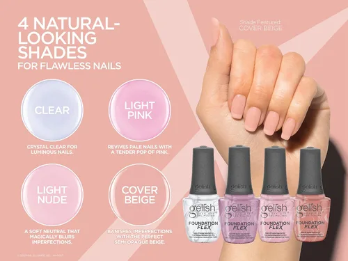Miniatura 3 de Gelish Foundation Flex – Capa base flexible para uñas, relleno de estrías y protección perfecta, kit de esmalte de uñas de gel de base de goma