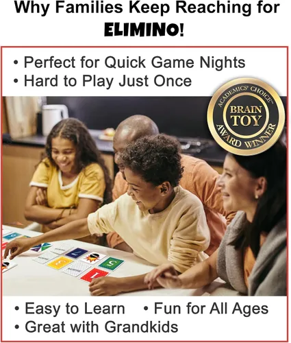 Miniatura 7 de Juego de cartas familiar Elimino: Juego rápido y simple que reúne a todos Fácil de aprender, para mayores de 7 años, ideal para niños, padres