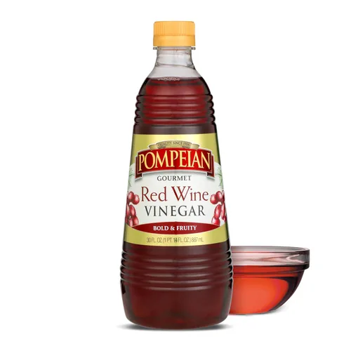 Pompeian Vinagre de vino tinto gourmet – 30 onzas líquidas – Vinagre para cocinar – Sabor audaz y afrutado para aderezos de ensalada, adobos y salsas