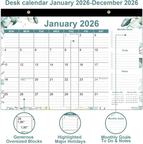 Miniatura 2 de Calendario de escritorio 2026, calendarios de 12 meses de enero de 2026 a diciembre de 2026, calendario de escritorio 2026 con papel grueso, 17 x 12