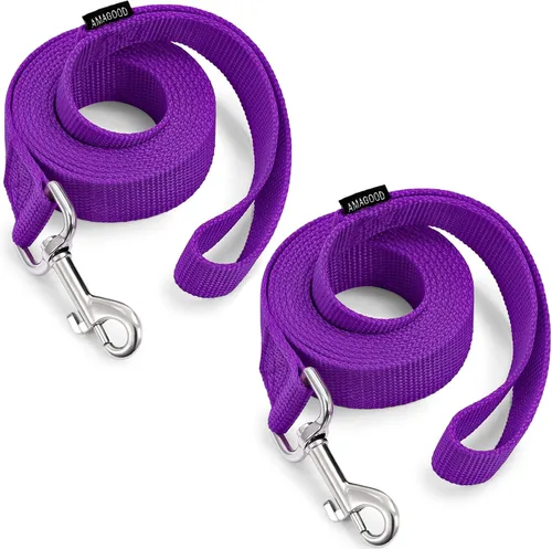Miniatura 62 de AMAGOOD 6 pies de correas para cachorros/perros, correa de estilo tradicional resistente con gancho de cuello fácil de usar, correa para perros Negro