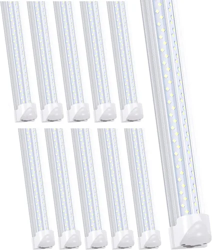 Lámpara LED de tienda de 8 pies, forma de V, 120 W, 14400 lúmenes, 6000 K (blanco frío), lámpara de tubo integrada T8 de 8 pies y 96 pulgadas, Plug