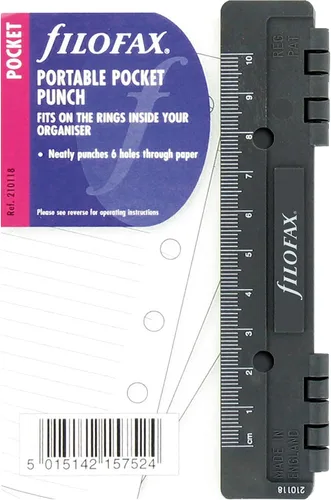 Filofax Accesorio organizador, perforador portátil, 5.125 x 3.312 pulgadas, negro, tamaño de bolsillo (B210118)