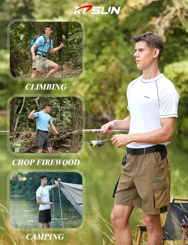 Miniatura 5 de KPSUN Pantalones cortos de senderismo para hombre, pantalones cortos tácticos, ligeros, casuales, de golf, para pesca, viajes, campamento