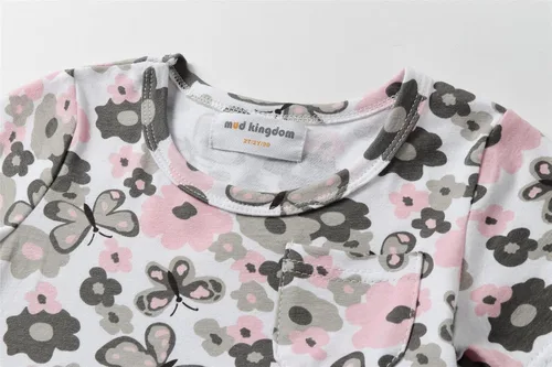Miniatura 3 de Mud Kingdom Vestido de Pascua para niñas, lindo conejo, manga corta, cuello redondo, algodón, casual
