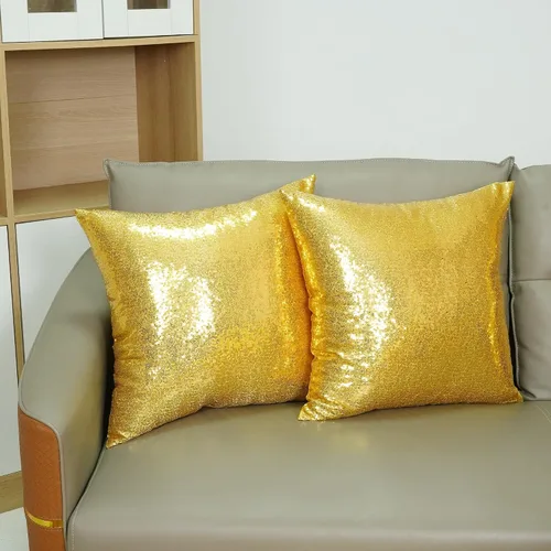 Miniatura 4 de Poise3EHome Fundas de almohada doradas de 18 x 18 pulgadas, fundas de almohada decorativas con lentejuelas para sofá, cama, sala de estar, Navidad