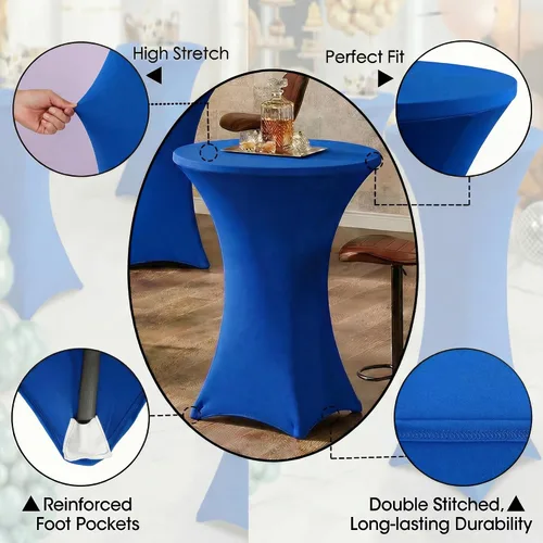 Miniatura 3 de Mantel para mesa de cóctel, paquete de 2 manteles de cóctel ajustables de elastano, manteles redondos elásticos para bar, boda, fiesta, banquete