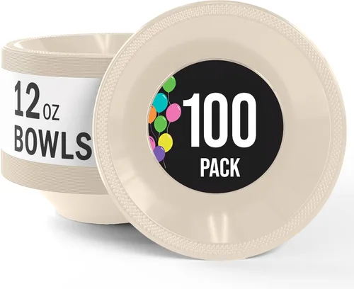 Miniatura 10 de Exquisite Party Solids - Cuencos desechables de plástico de 12 onzas para sopa de comida caliente, 100 unidades, para sopa, ensalada, cereales