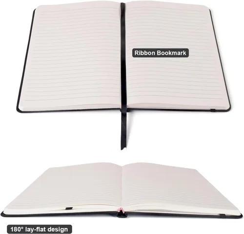 Miniatura 4 de Comix Cuaderno rayado para mujeres y hombres, cuadernos de diario para oficina, escuela, hogar, 240 páginas, 5.5 x 8.3 pulgadas, rayas Negro