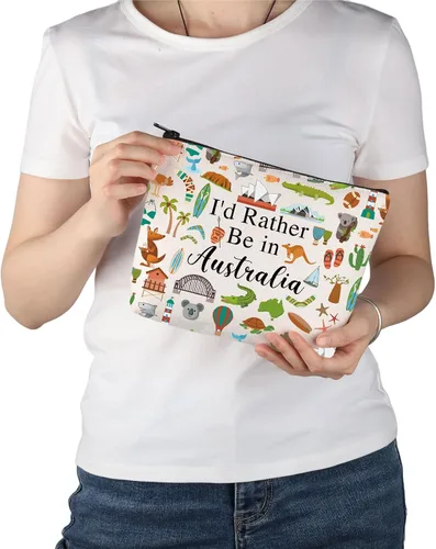 Miniatura 6 de PWHAOO Australia Travel Travel Gift I'd Rather Be in Australia Bolsa de maquillaje Australia Viaje Vacaciones Bolsa de cosméticos Australia Regalo