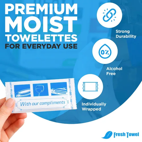 Miniatura 4 de Fresh Towel - Toallas húmedas envueltas individualmente, 1 caja de 100 toallitas de mano envueltas individualmente