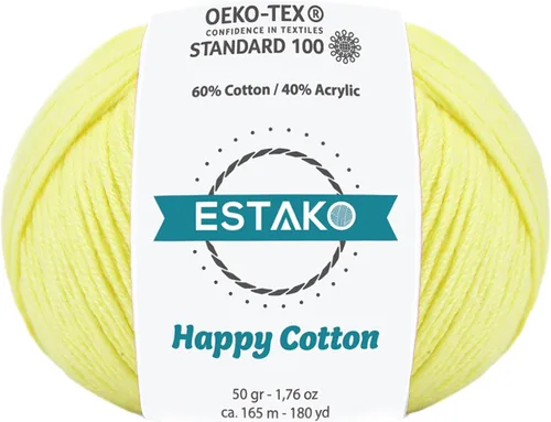 Miniatura 11 de Estako Happy Cotton, 1,76 oz (50 g) / 180 yardas (165 m) de lana 60 % algodón y 40 % acrílico, suave, fina/deportiva (2) para crochet y tejer