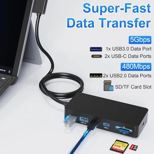 Miniatura 7 de Estación de acoplamiento para superficie, 11 en 1 monitor dual 4K @60Hz HDMI + VGA Surface Dock, para Surface Pro 11/10/9/8/X/7/6/5/4, Surface