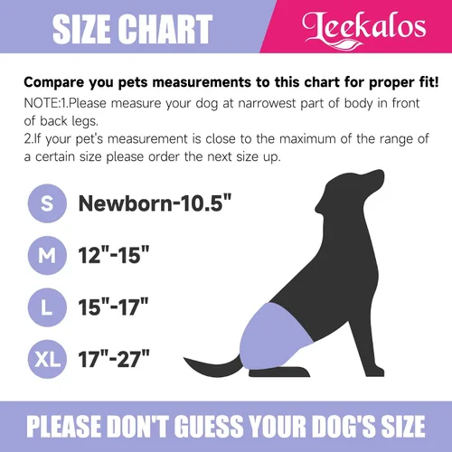 Miniatura 2 de Leekalos Pañales reutilizables para perras, fáciles de poner, de alta absorción, lavables (morado, gris, rosa, paquete pequeño de 3)