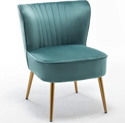 Miniatura 15 de Container Furniture Direct Silla moderna de terciopelo para sala de estar, dormitorio o entrada, diseño elegante y cómodo sin brazos con patas