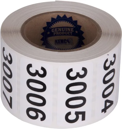 Miniatura 4 de Kenco - Etiquetas numeradas consecutivamente, vinilo duradero, autoadhesivas, medidas: 2 x 1 pulgada (rollo 4501-5000)
