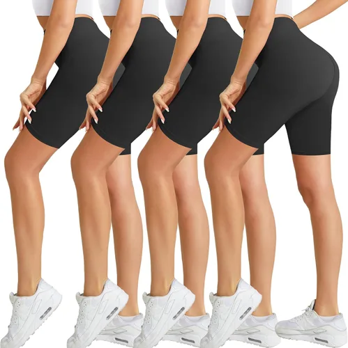 Natural Feelings Paquete de 4 pantalones cortos de ciclista para mujer, 8 pulgadas, entrenamiento, atlético, gimnasio, deportes, yoga, pantalones