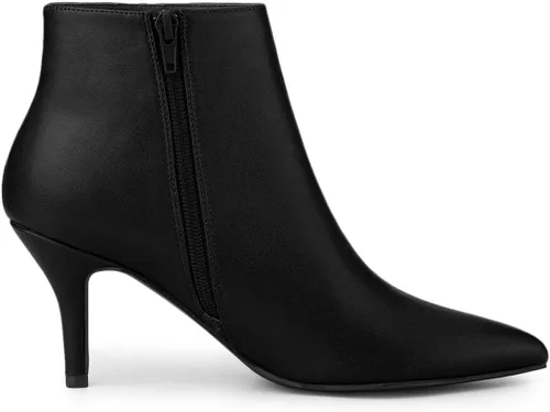 Miniatura 7 de Allegra K Botines de tacón de aguja con cremallera y punta puntiaguda para mujer