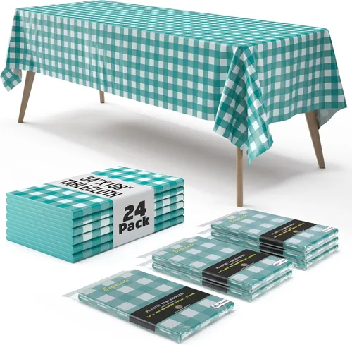 Miniatura 28 de Exquisite Cubierta de Mesa para Picnic - Paquete de 6 Manteles Premium Rectangulares de Plástico - Cubierta de Mesa para BBQ a Cuadros Negro