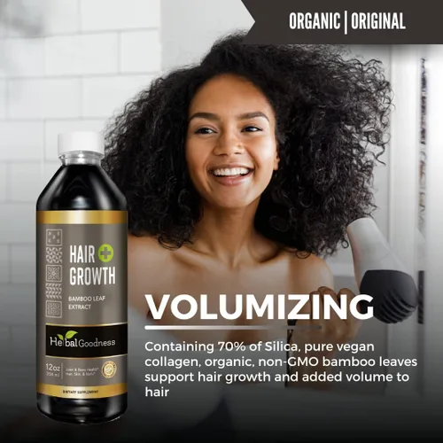 Miniatura 6 de Hair Growth Plus 12oz – Producto de bambú para el cabello con colágeno, queratina y vitaminas para mujeres y hombres – Cabello saludable, piel