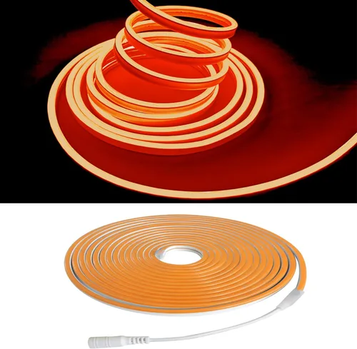 Miniatura 2 de dobestyou - Tira de luces LED de neón naranja - 16.4 pies (5 m) 12 V CC, 600 LED SMD2835, impermeable, flexible, luz de cuerda para decoración