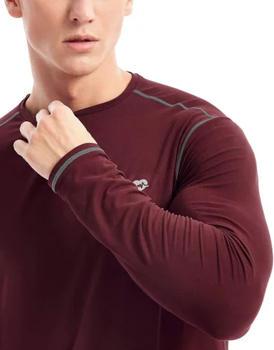 Miniatura 4 de Zengjo Camiseta de capa base para hombre, manga larga, atlética, para correr, ligera