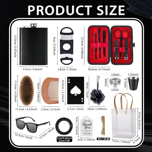 Miniatura 3 de Juego de 74 premios para baby shower para hombres, 6 juegos con frasco de cadera de acero inoxidable con embudo y abridor de botellas, kit