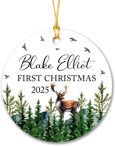 Miniatura 14 de Adorno de nuestra primera Navidad con huellas de patas, nombre personalizado para la primera Navidad del cachorro 2025, recuerdo de huella de perro