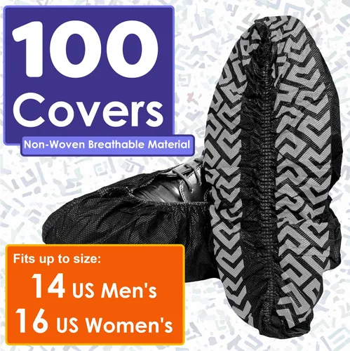 Miniatura 8 de Paquete de 100 fundas negras desechables extragrandes para botas y zapatos. Botines reutilizables resistentes al agua duraderos con peldaños