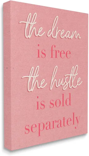 Miniatura 2 de Stupell Industries The Dream Is Free Fashion - Diseño moderno de palabras texturizadas de color rosa, 16.00 x 20.00 pulgadas, lienzo envuelto
