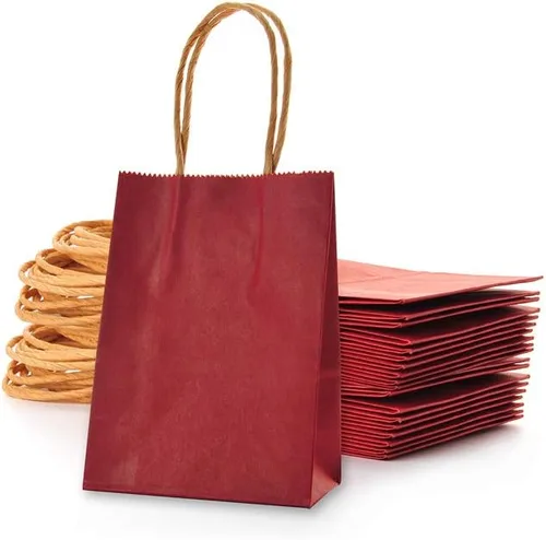 Miniatura 12 de Pequeña bolsa de papel lavanda con asa para recuerdos de fiesta, 6 x 4.5 x 2.5 pulgadas, para boda, cumpleaños, bolsa reciclada, paquete de 24