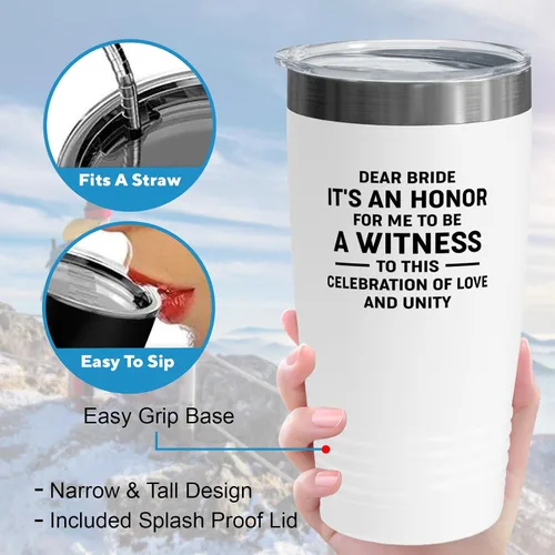Miniatura 4 de Bride Gift from Officiant Tumbler 20oz White -Love Unity - Bridal Shower Bride To Be Bachelorette Party Newlywed Wedding Officiant Brother