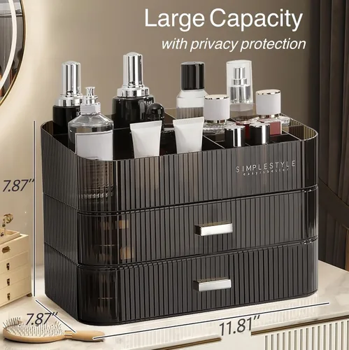 Miniatura 5 de Cajón organizador apilable de plástico transparente Organiza paletas de sombras de ojos, cosméticos y suministros de belleza en un tocador