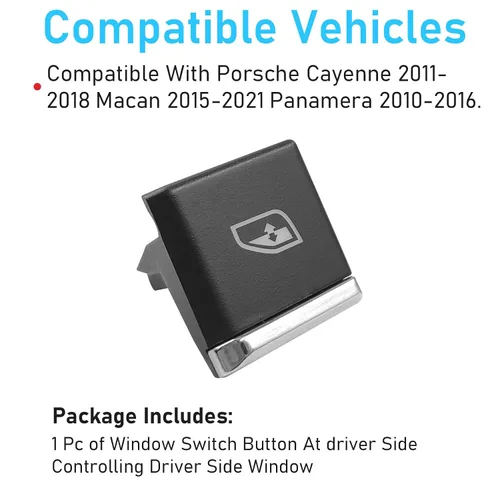 Miniatura 2 de TTCR-II Tapa de botón de interruptor de elevación de ventana interior para Cayenne 2011-2018, para Macan 2015-2025 y Panamera 2010-2016, 1 pieza