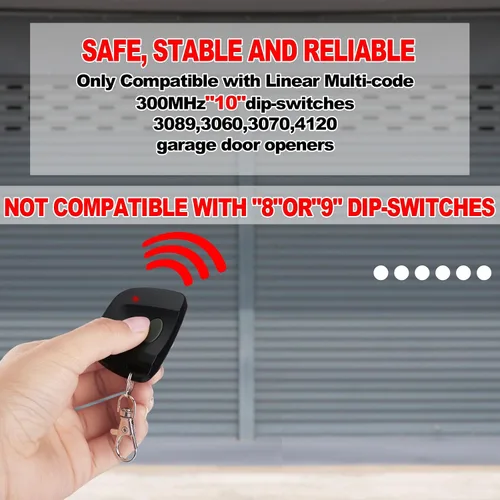Miniatura 5 de Kingdder 3 piezas de control remoto para abrir puertas compatibles con Multicode 300mhz 10 Interruptor de inmersión 3089 3060 3070, control remoto