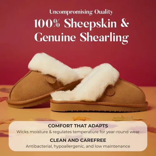 Miniatura 3 de Fireside by Dearfoams Women's Fireside Sydney Shearling Fur IndoorOutdoor Scuff Slipper With Wide Widths