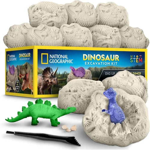 Miniatura 11 de National Geographic - Kit de excavación de dinosaurios – 12 ladrillos de excavación en forma de dinosaurio con figuras de dinosaurio