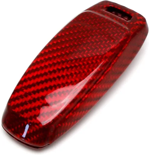 Miniatura 9 de iJDMTOY Funda para llavero de fibra de carbono, color rojo brillante, compatible con Audi 2019 en adelante A6 A7 E-Tron A8 Q8, llavero inteligente