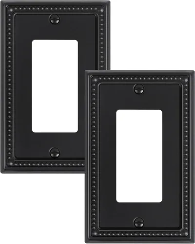 Miniatura 140 de Paquete de 4 placas de cubierta para interruptor de luz de palanca individual, cubiertas decorativas de perlas, placa de pared de metal almendra