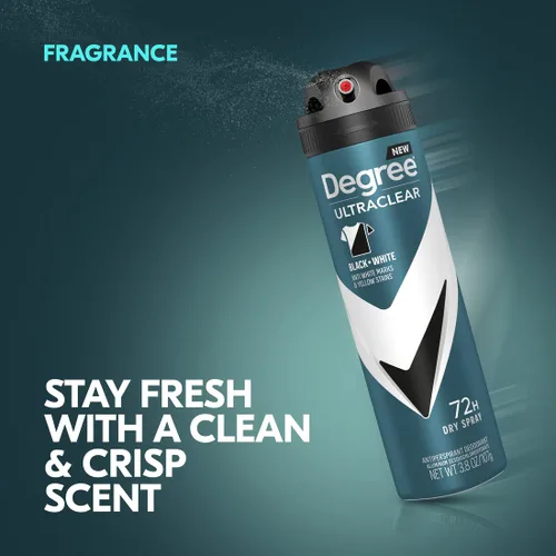 Miniatura 4 de Degree Desodorante Antitranspirante para Hombres en Aerosol Seco Negro + Blanco Protege de las Manchas de Desodorante Antitranspirante para Hombres