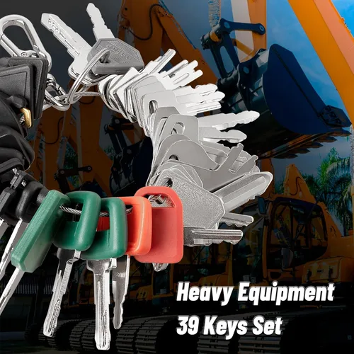 Miniatura 6 de 10 piezas Juego de llaves para equipo pesado, kit de llave maestra de encendido para construcción compatible con John Deere Hitachi Case New Holland