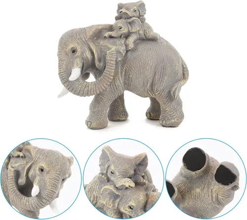 Miniatura 3 de Juego de 3 estatuas doradas de elefante de buena suerte, decoración del hogar, figuras de elefante geniales para estante, sala de estar, oficina